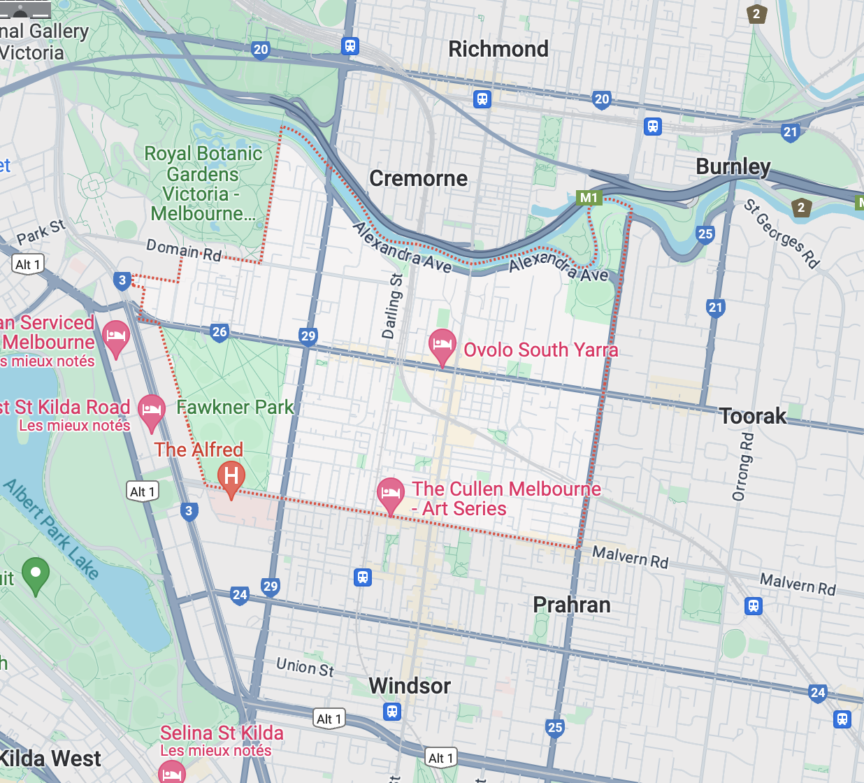 South Yarra map area
