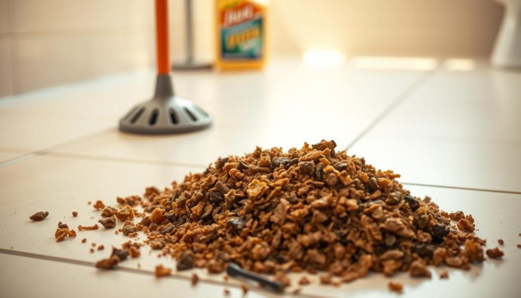 A pile of pet waste, neatly arranged on a tiled bathroom floor under warm, natural lighting. The waste appears fresh and glistening, contrasting with the clean, sterile tiles. In the background, a plunger and a bottle of drain cleaner can be seen, hinting at the importance of proper waste disposal to maintain a functional household plumbing system. The overall mood is one of pragmatic concern, emphasizing the necessity of responsible pet ownership during potential leaks or floods. A pile of pet waste, neatly arranged on a tiled bathroom floor under warm, natural lighting. The waste appears fresh and glistening, contrasting with the clean, sterile tiles. In the background, a plunger and a bottle of drain cleaner can be seen, hinting at the importance of proper waste disposal to maintain a functional household plumbing system. The overall mood is one of pragmatic concern, emphasizing the necessity of responsible pet ownership during potential leaks or floods.